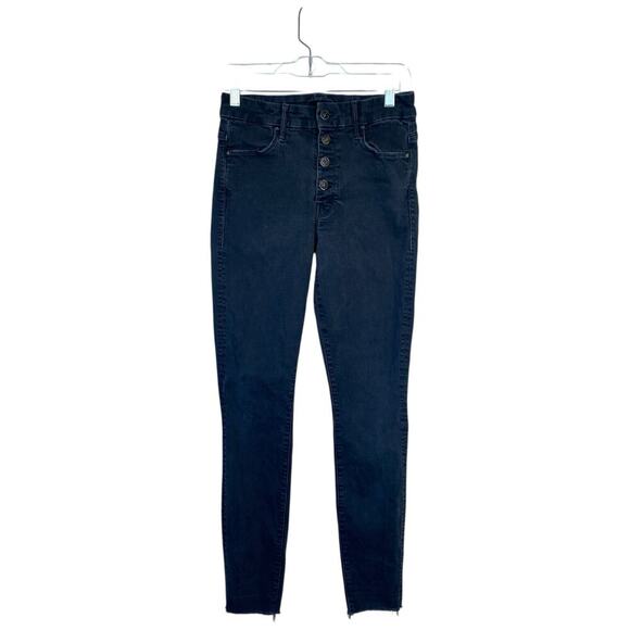 MOTHER The Pixie Ankle Fray Jeans in Not Guilty Washed Black Size 27 Button Fly - Picture 2 of 14
